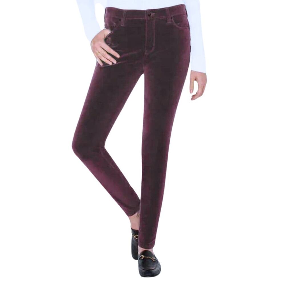 High Waisted Burgundy Velvet Skinny Pant Size 8 / 29 Maroon Retro Goth Grunge